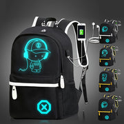 Glow-in-the-Dark Cartoon Backpack with USB Charging Adjustable Straps Zipper Closure