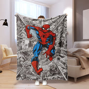 Multifunctional Plush Blanket with Spider-Man City Chase Comic Pattern for Kids and Adults