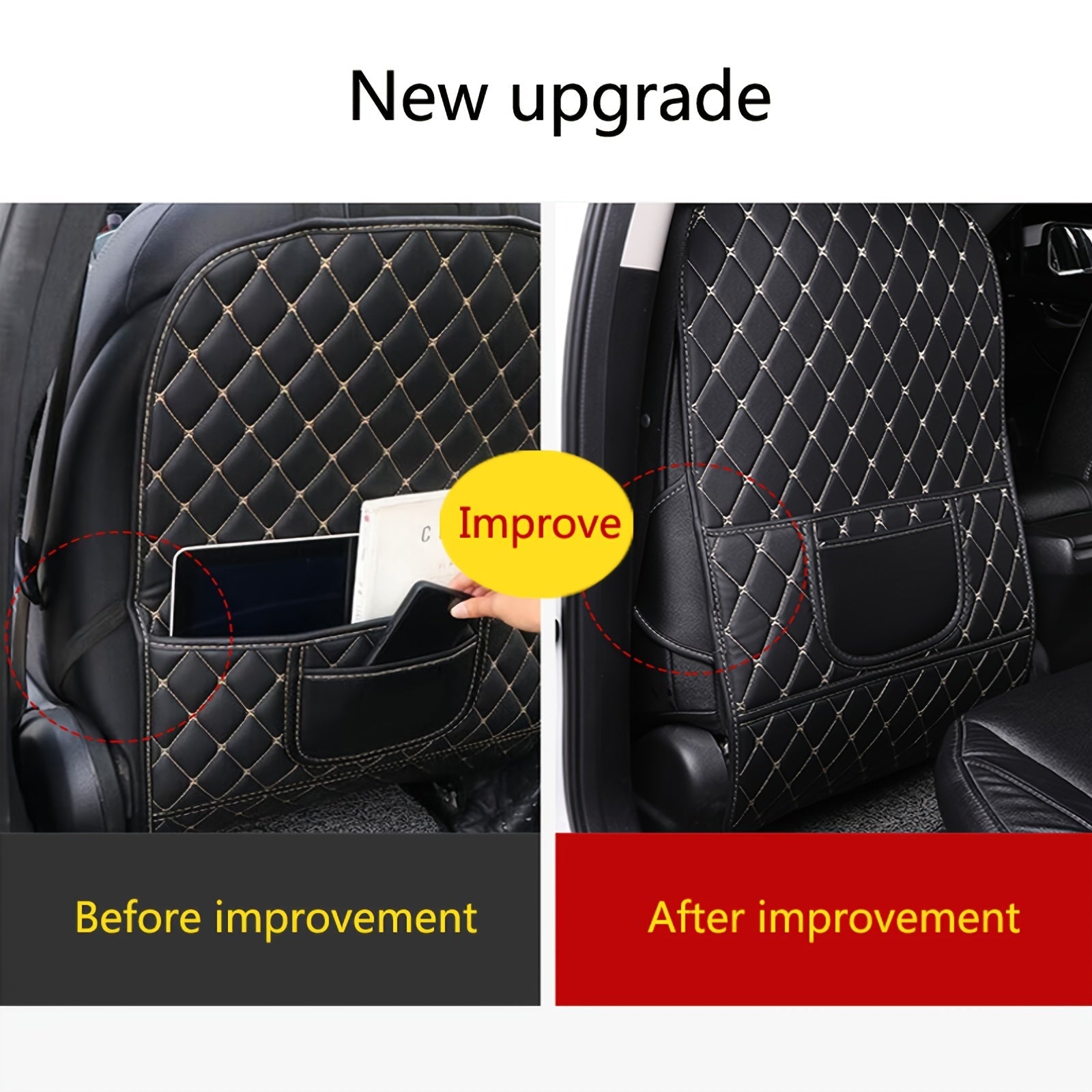 Car Seat Organizer with Kick Mats and Storage Bag for Toys Drinks Tissues Snacks Phones