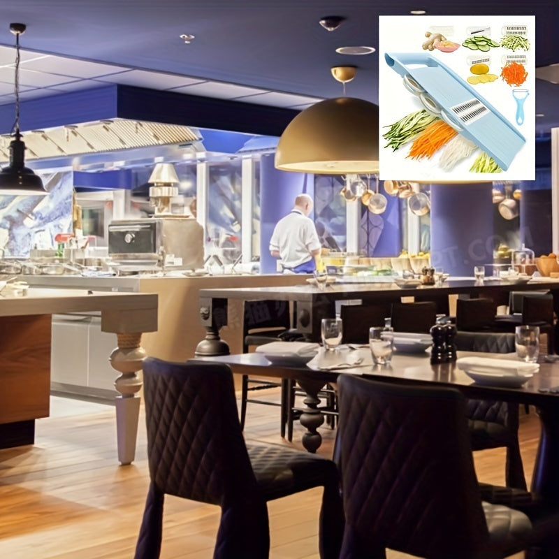 Manual vegetable slicer and grater set with interchangeable blades for slicing and grating