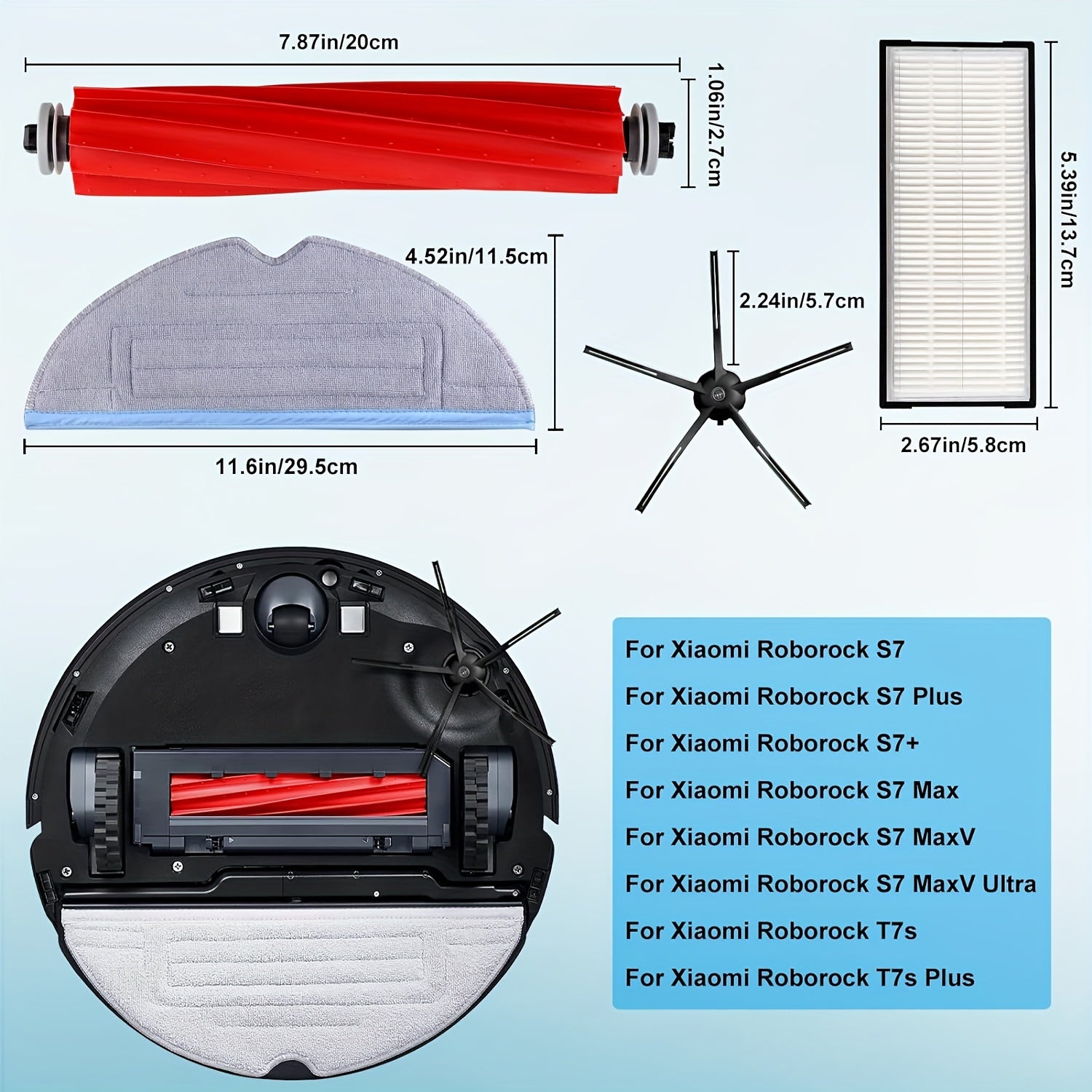Roborock S7 S7 MaxV uchun 20 ta robot changyutgich aksessuarlar to'plami