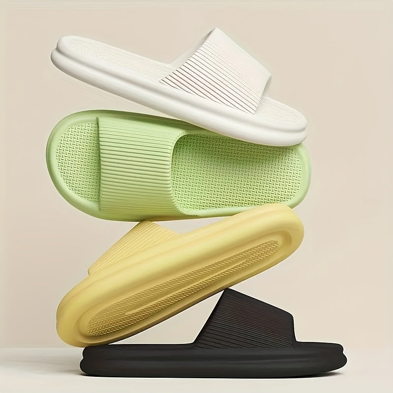 Indoor Casual Slippers for Home and Bathroom EVA Slip-On Round Toe Solid Color All-Season