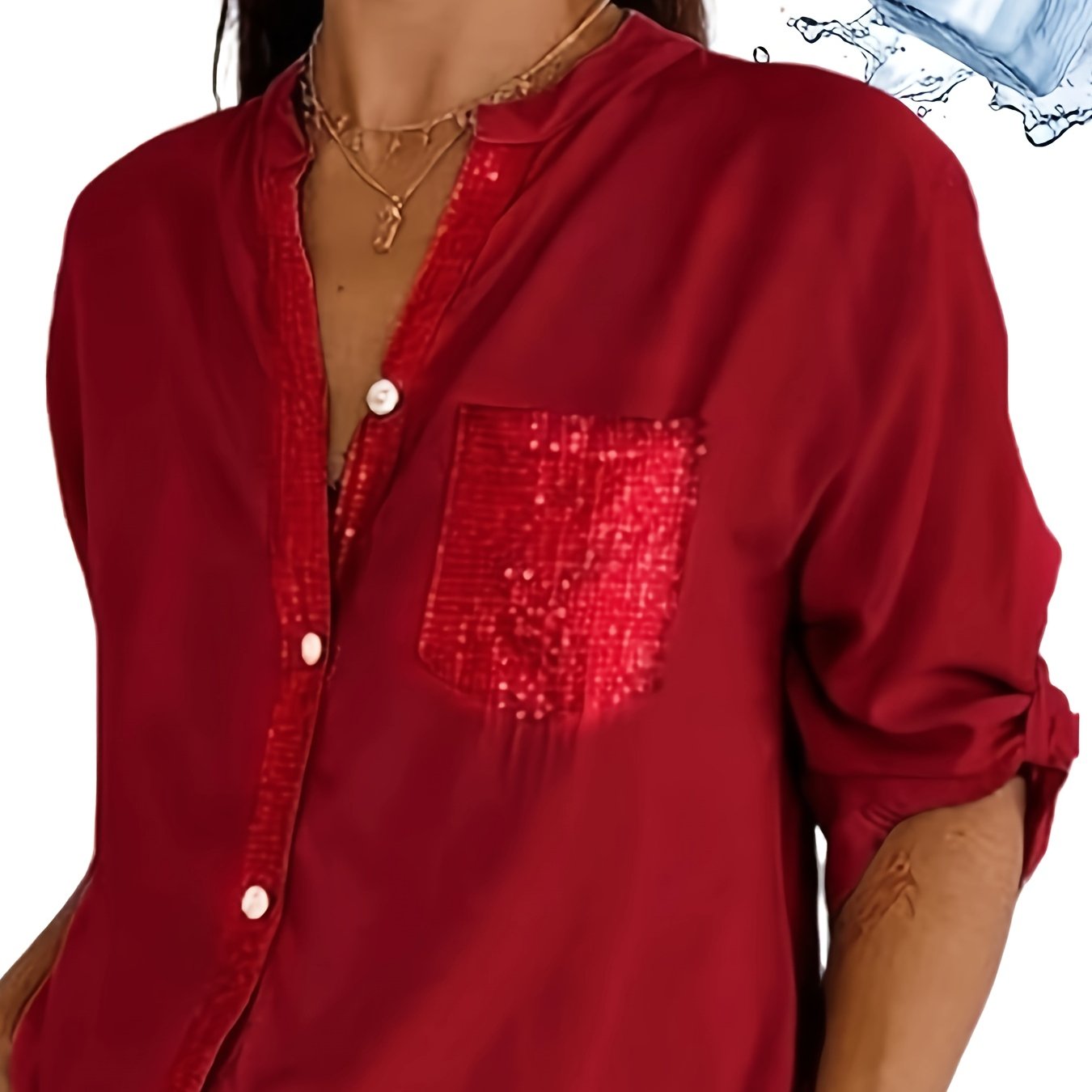 Женская элегантная бежевую рубашка с пуговицами - легкий полиэстер, можно стирать в машине, идеально подходит для весны и осени