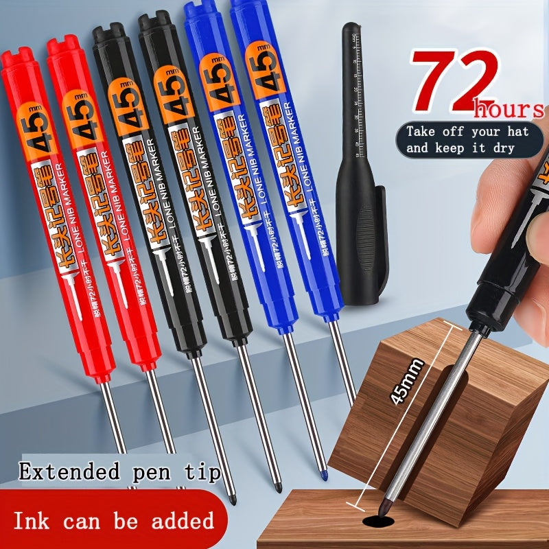 Набор маркеров 3 шт. многоцветных, длина 45 мм, глубокое отверстие, длинный стержень, столярные работы