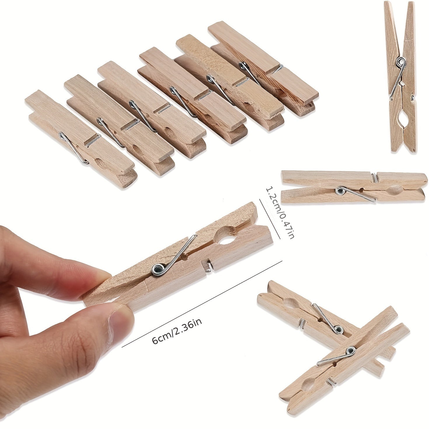 Heavy-Duty Bamboo Clothespins Pack of 100 Wooden Clips for Hanging Clothes Photos and Outdoor Use