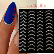 Women Glitter Nail Art Stickers Self-Adhesive French Stripe Manicure