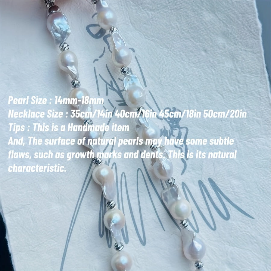 Handmade Freshwater Baroque Pearl Necklace for Weddings and Special Occasions 14-18mm Natural Pearls