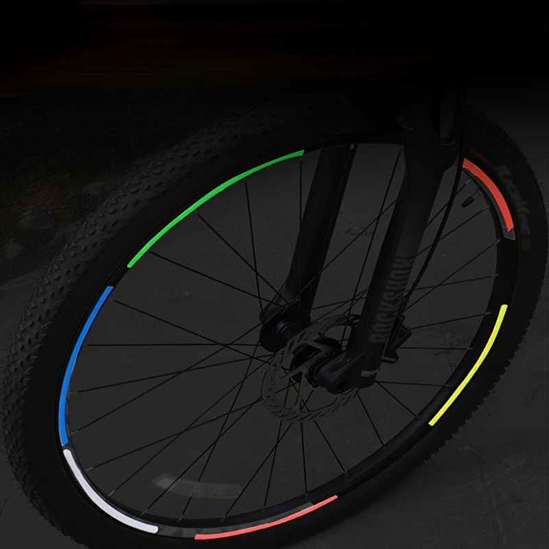 20Pcs Rainbow Waterproof Reflective Wheel Stickers for Car and Bicycle Night Riding