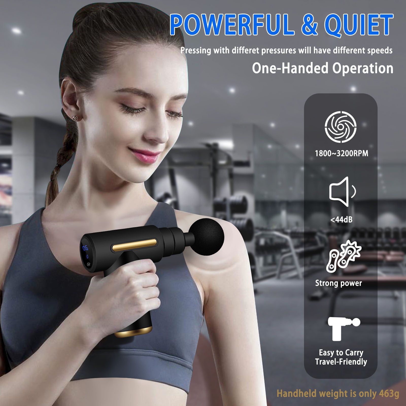 Portable Deep Tissue Massage Gun with 6-Speed Strike for Body Back and Neck Relaxation