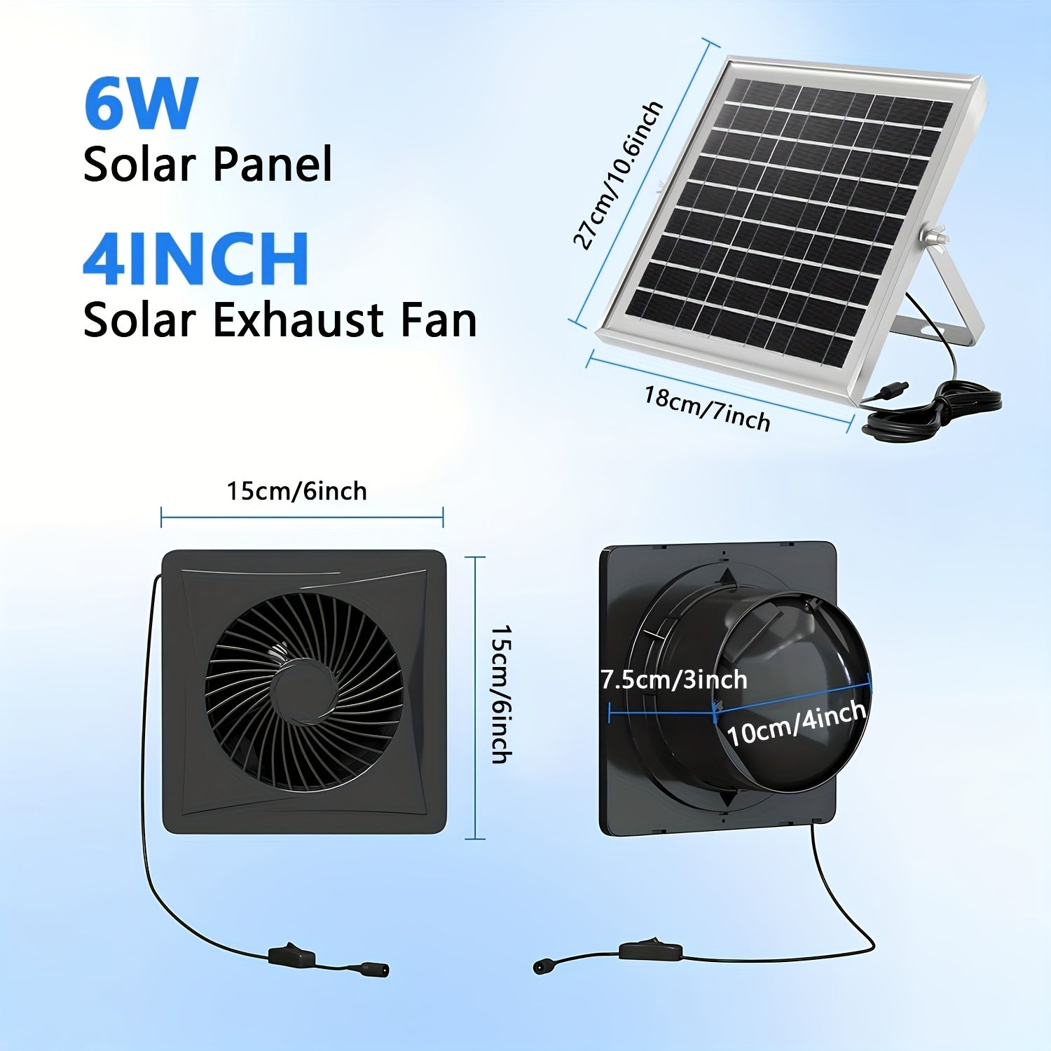Solar Exhaust Fan Black Solar Powered Ventilator for Attics and Sheds