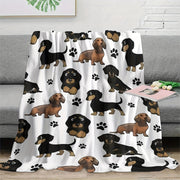 All-Season Flannel Throw Blanket with Dachshund Pattern Cozy Nap Cover