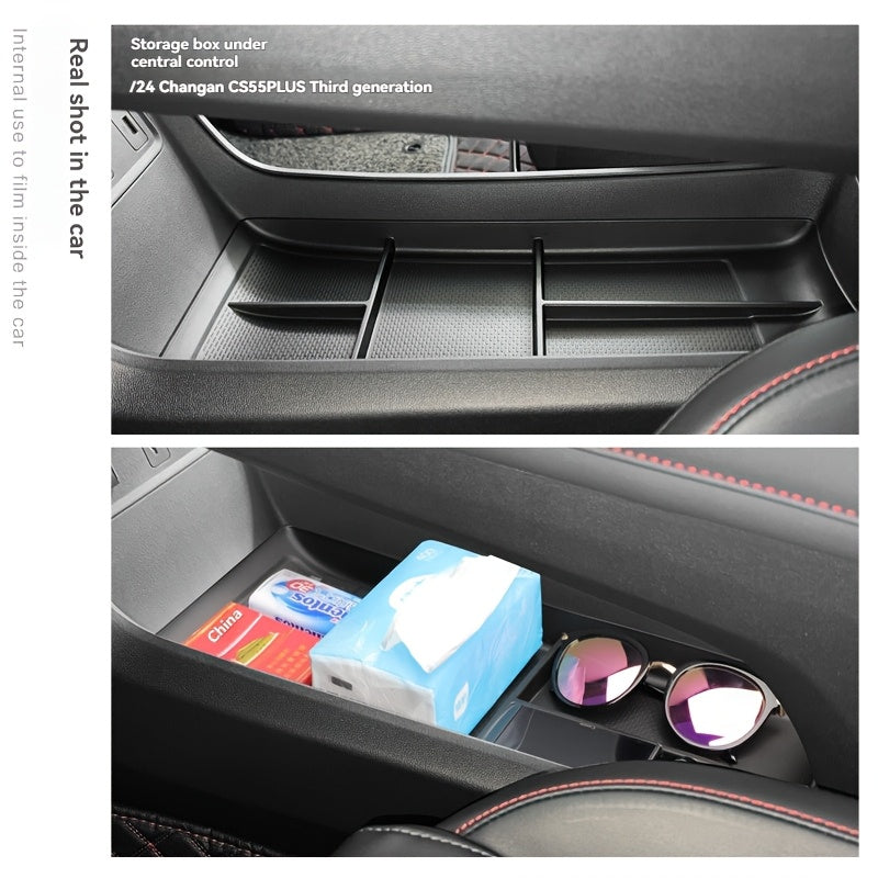 Center Console Storage Box Tray TPE Multi-Compartment Organizer for Vehicle