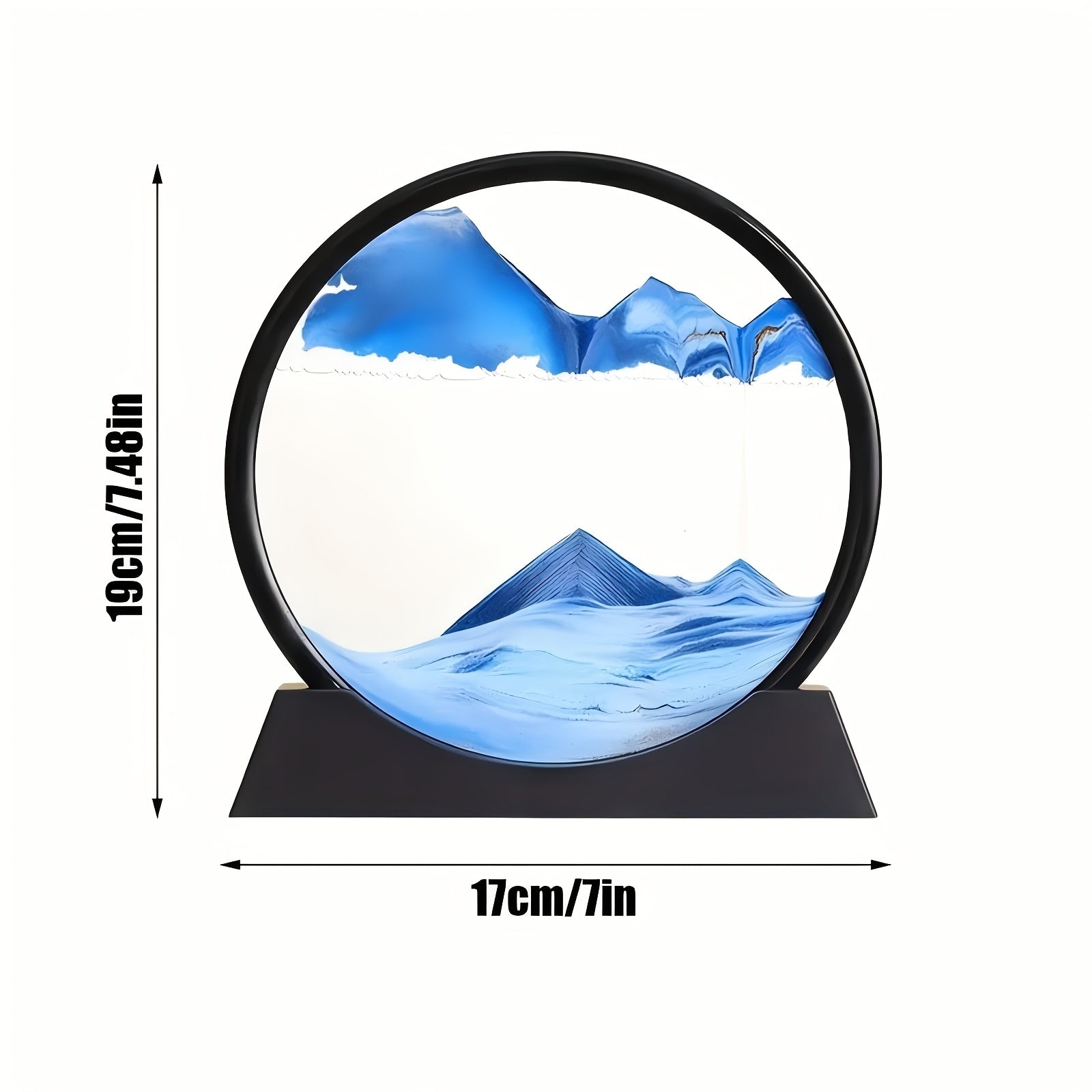 Large Round Glass Frame Sand Art with Flowing Sand Deep Sea Scene for Home Office Decor