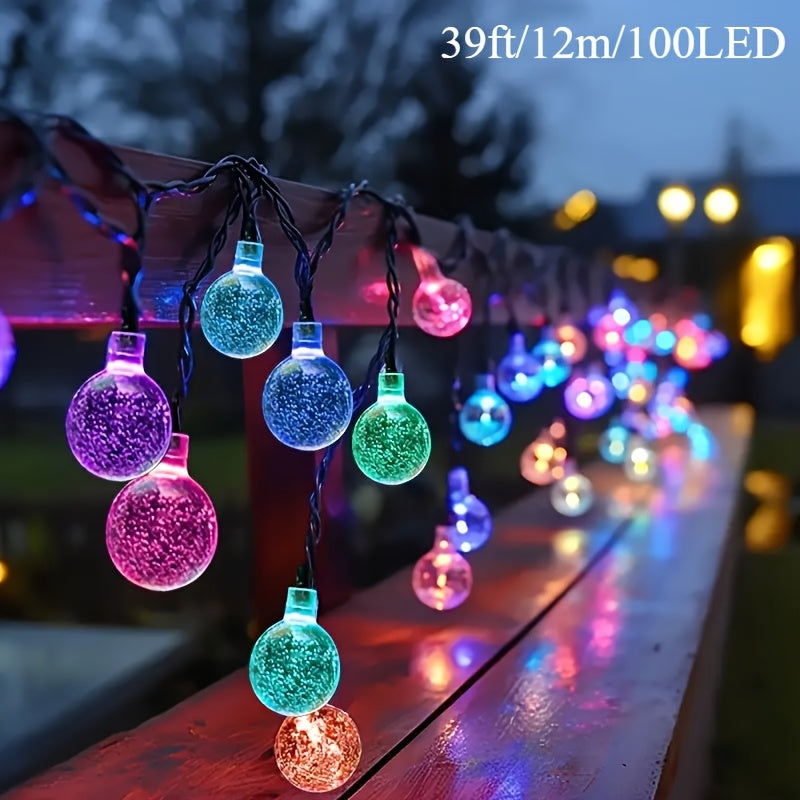 Солнечные LED-пузырьковые огни с умным датчиком, автоматическим включением/выключением, регулируемой яркостью, дизайн в виде хрустального шара. Идеально подходят для уличного освещения в саду, на газоне, клумбе, дорожке и на свадьбе.