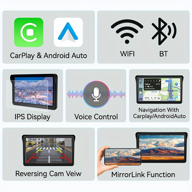 7-Inch Car Multimedia Stereo Touch Screen Android Auto CarPlay Universal