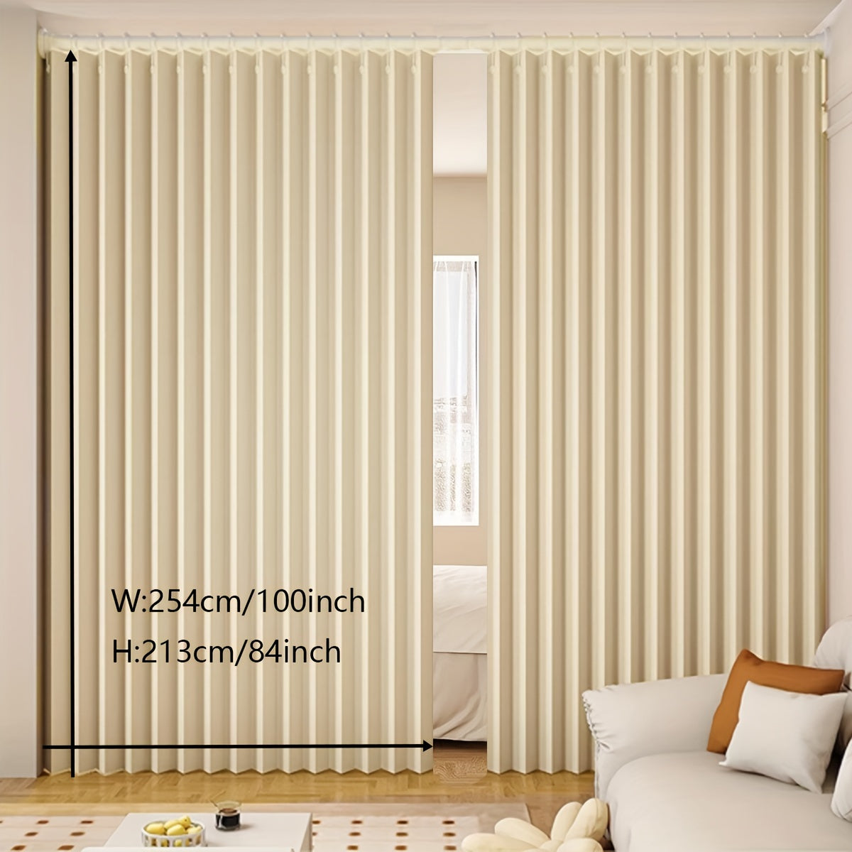 Folding Curtain Waterproof Stain-Resistant Privacy Divider for Living Room Bedroom Kitchen