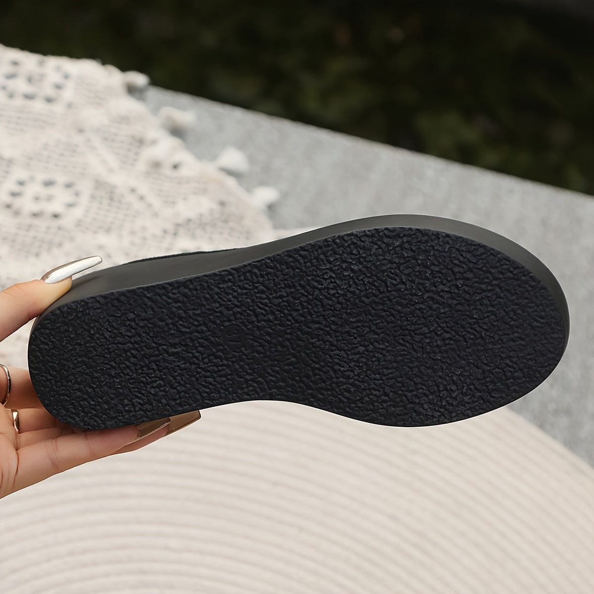 Women's Black Slip-On Platform Wedge Loafers for Casual Daily Wear