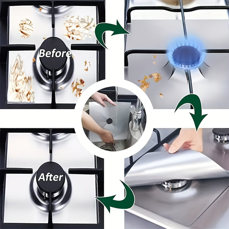 Stovetop Burner Covers Set Black 4/8 Pieces Non-Stick Gas Stove Protectors