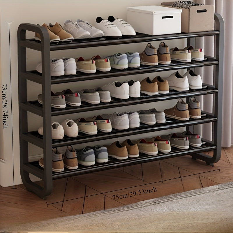 White Plastic Shoe Rack 5-Tier Narrow Space-Saving Organizer for Entryways and Dorms