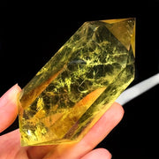 Pendiente de cristal de citrino impresionante, de doble punta, joyería de gema genuina, regalo