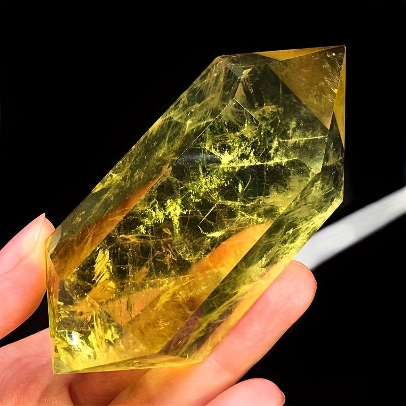 Pendiente de cristal de citrino impresionante, de doble punta, joyería de gema genuina, regalo