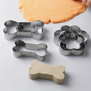 Set of 6 Stainless Steel Flower and Bone Cookie Cutters for Biscuits Vegetables and Fondant