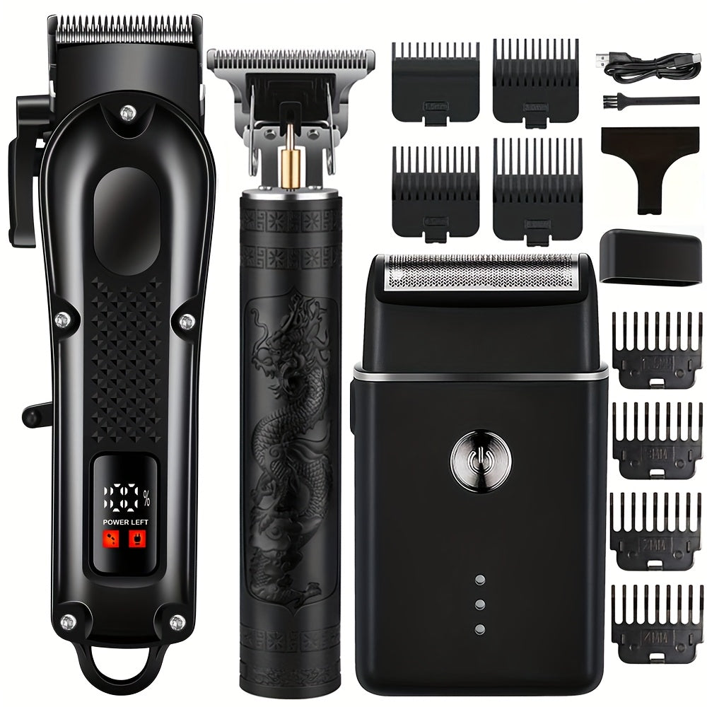 USB rechargeable grooming kit for men with hair clippers trimmer razor LCD display