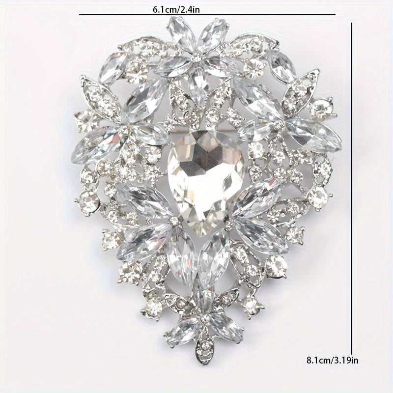 Vintage Style Rhinestone Brooch Pin with Irregular Crystal Glass Design