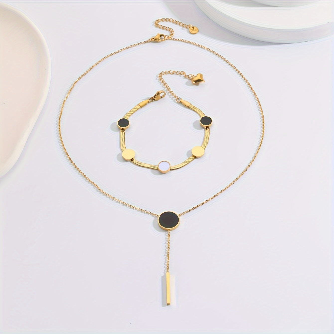 Gold Plated Stainless Steel Jewelry Set for Women Casual Party Gift