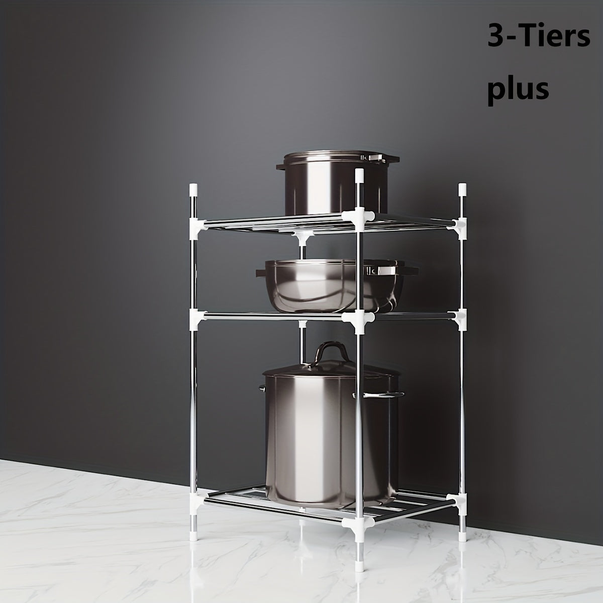 Multi-Tier Stainless Steel Storage Shelf for Kitchen Bathroom Balcony