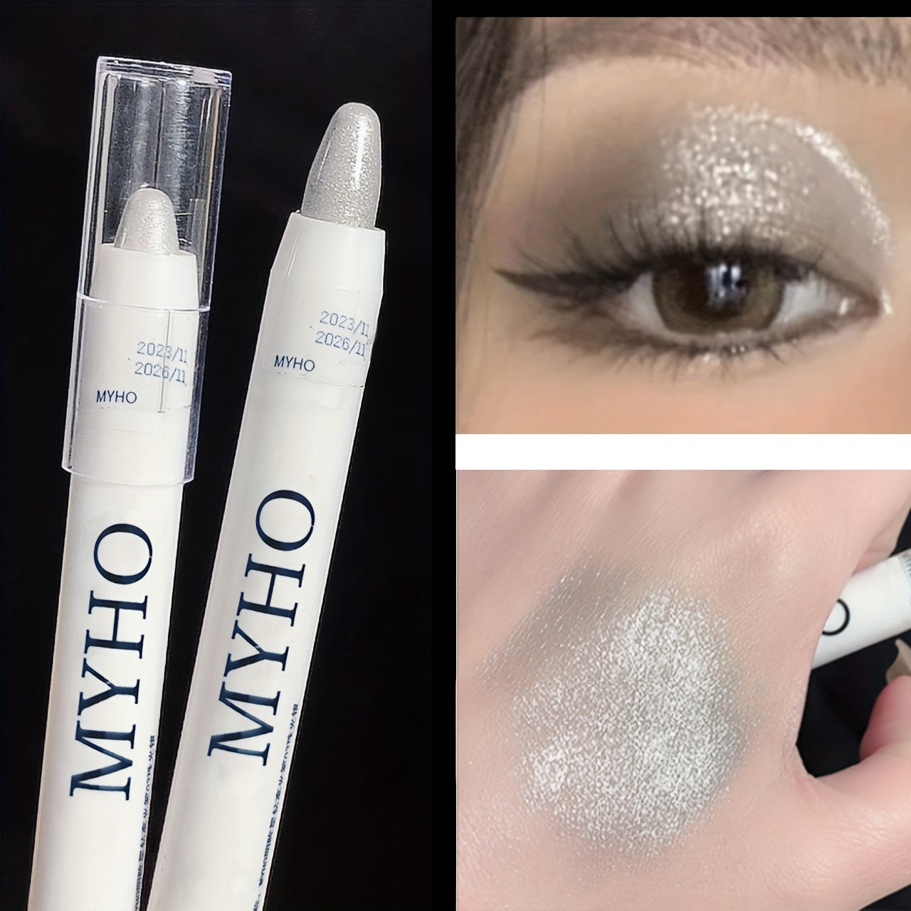 Lápiz de sombra de ojos con brillo para mujer, resaltador blanco a prueba de agua, mate, para maquillaje de ojos