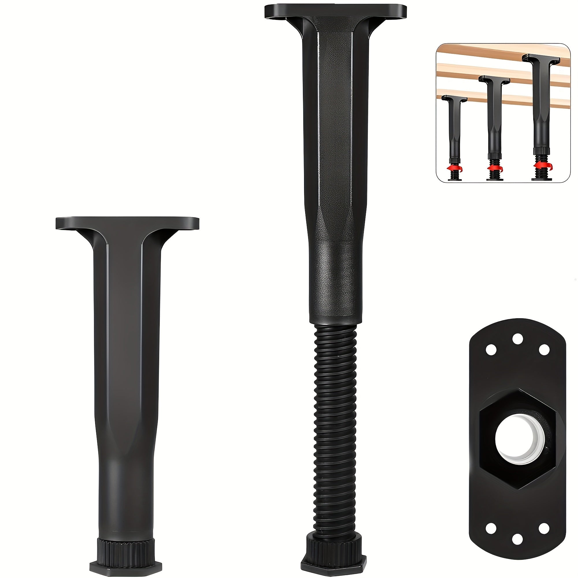 4 ta sozlanadigan yotoq ramkasi qo'llab-quvvatlash oyoqlari to'plami, 27.94sm-38.1sm - yotoqlar, divanlar va shkaflar uchun kuchli markaziy qo'llab-quvvatlash - mustahkam plastik bilan yaxshilangan barqarorlik