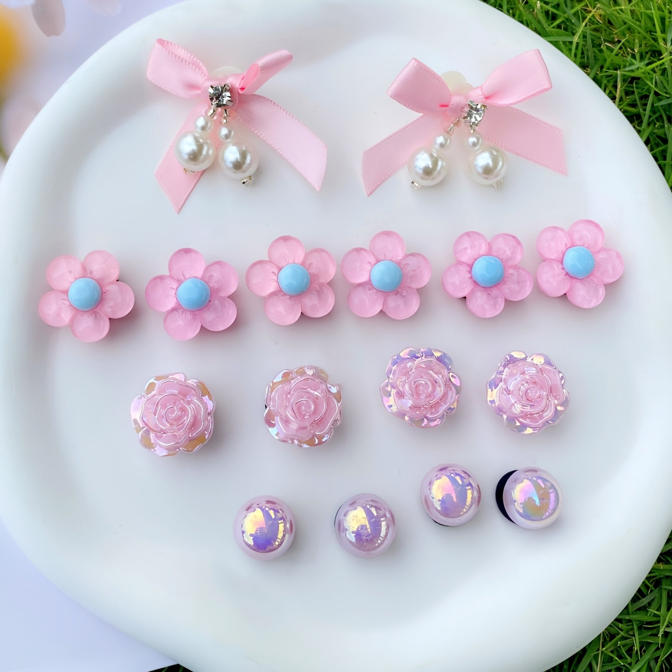 Kids Girls Bow Flower Shoe Decorations Detachable Accessories 16pcs