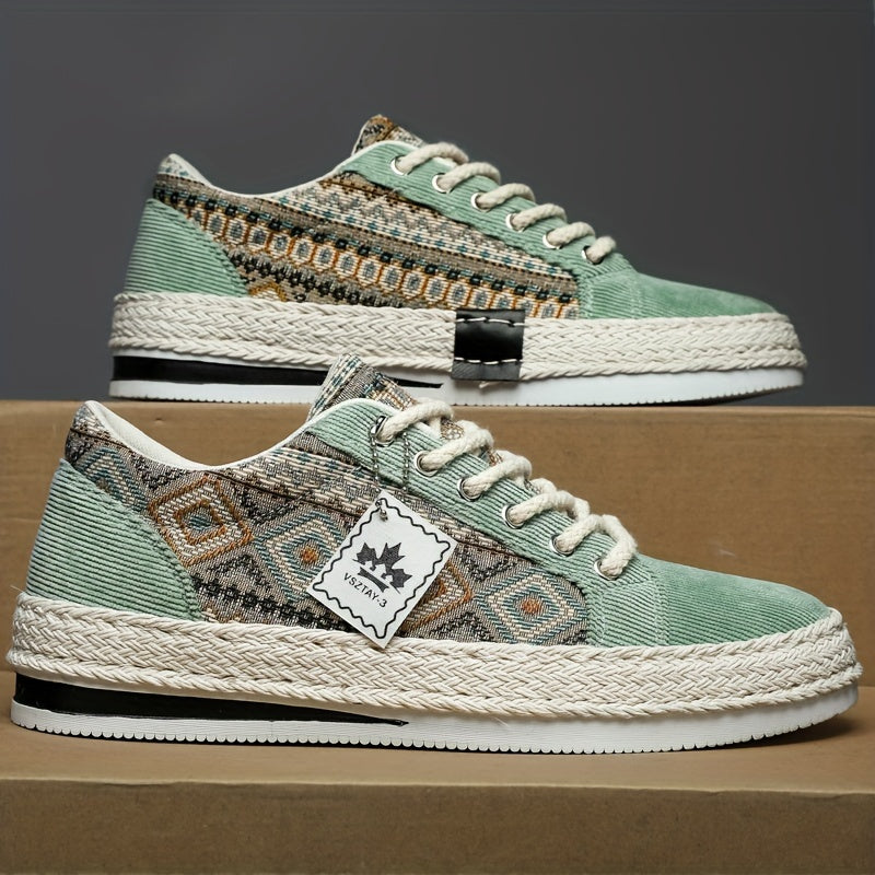 Men's Canvas Skate Shoes Lace-Up Casual Sneakers Street Style Round Toe