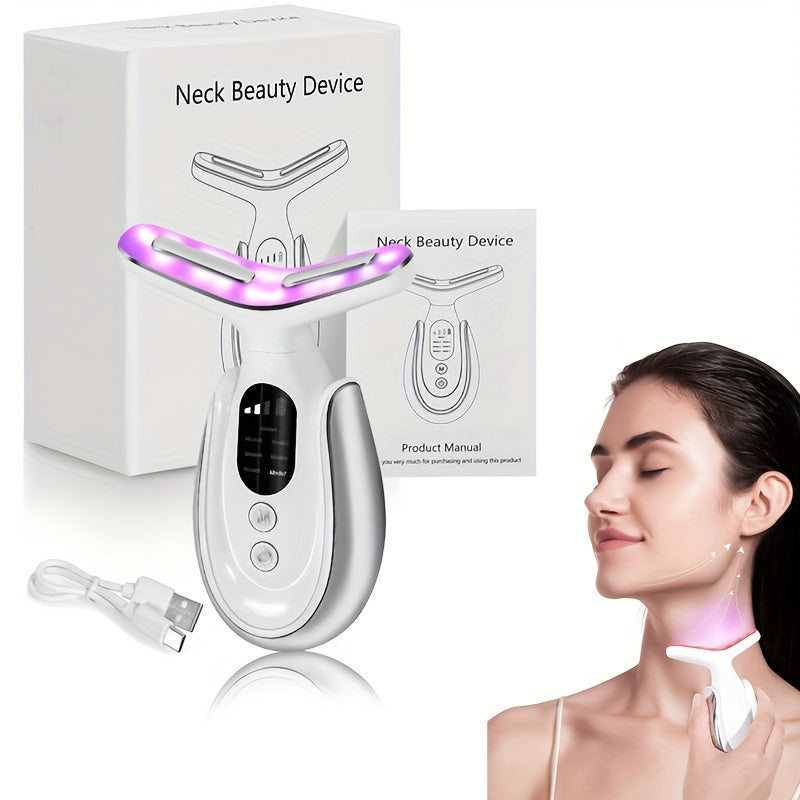 USB Rechargeable Massager with 7 Modes Heating Function Pink and White Portable Relaxation Tool