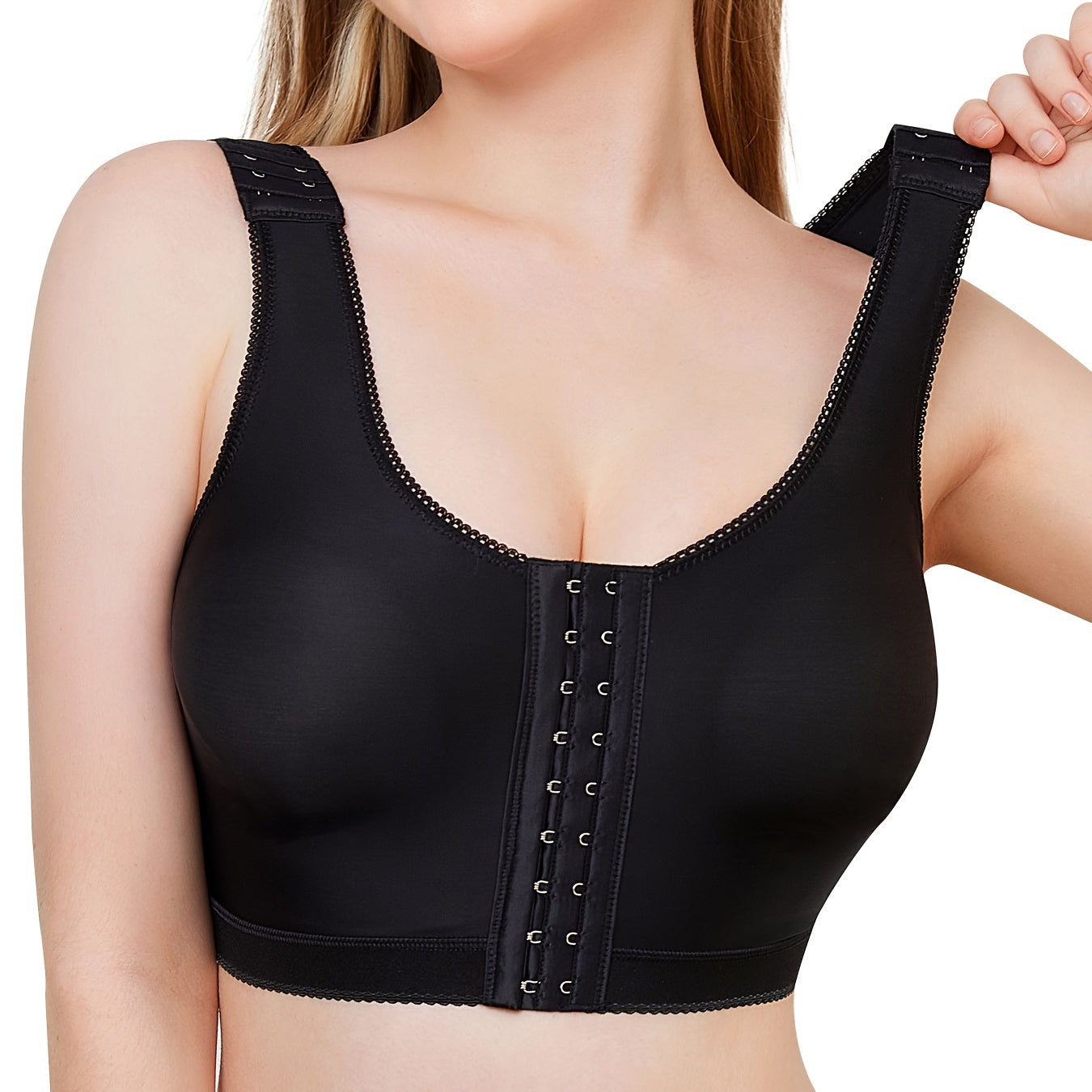 Wireless Post-Surgical Support Bra with Wide Adjustable Straps