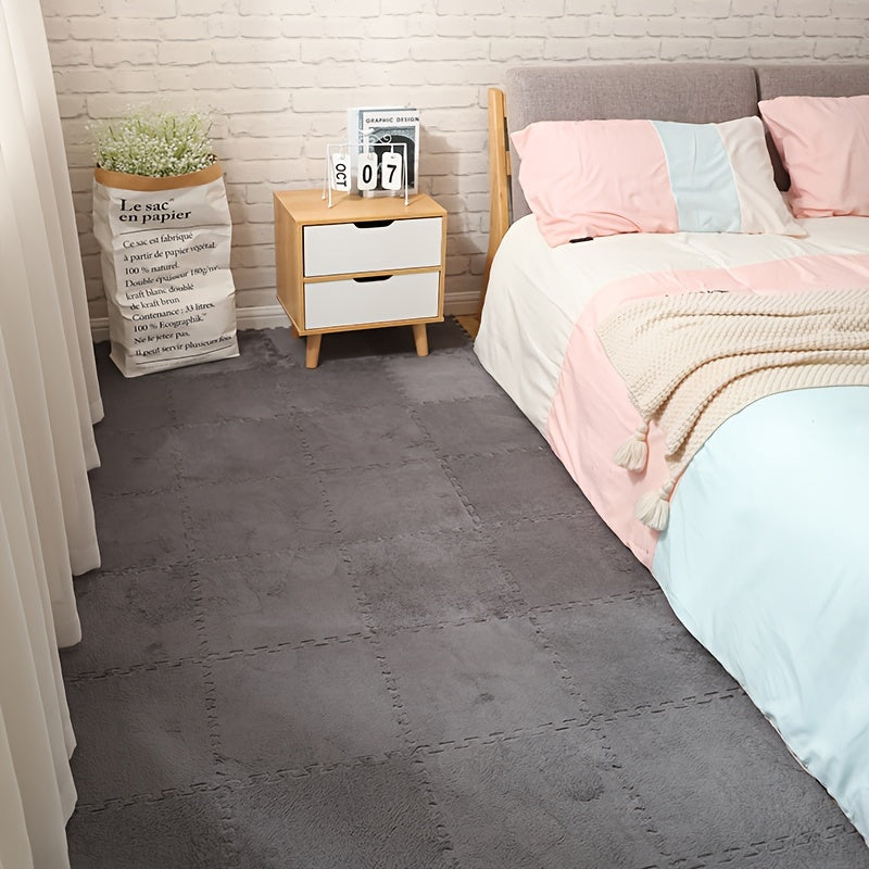 Alfombrillas de poliéster trenzado con respaldo de EVA, juego de 30 piezas de rompecabezas para dormitorio y decoración navideña