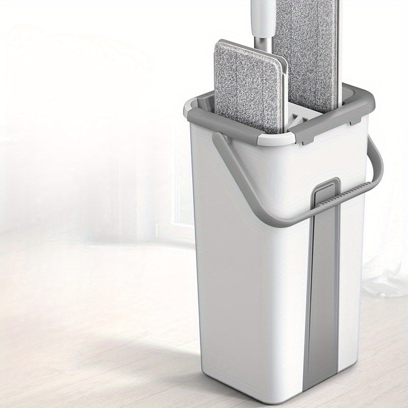 Tozalash va yuvish uchun tekis mop va kova to'plami, qayta ishlatiladigan, ko'p qavatli yuzalar uchun