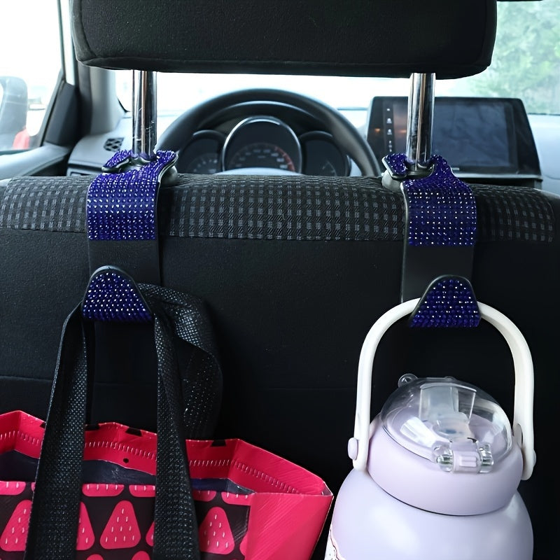 Ayollar uchun rhinestone avtomobil qoqichlari, yashirin o'rindiq orqa saqlash, bardoshli plastmassa, 2 ta paket