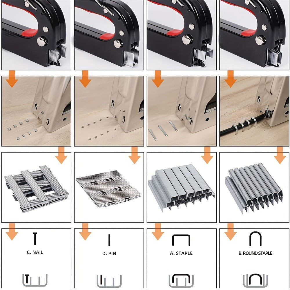 Heavy Duty Steel Nail Gun with 4000 Nails Adjustable Stapler Manual Nail Puller for Wood Upholstery Carpentry DIY