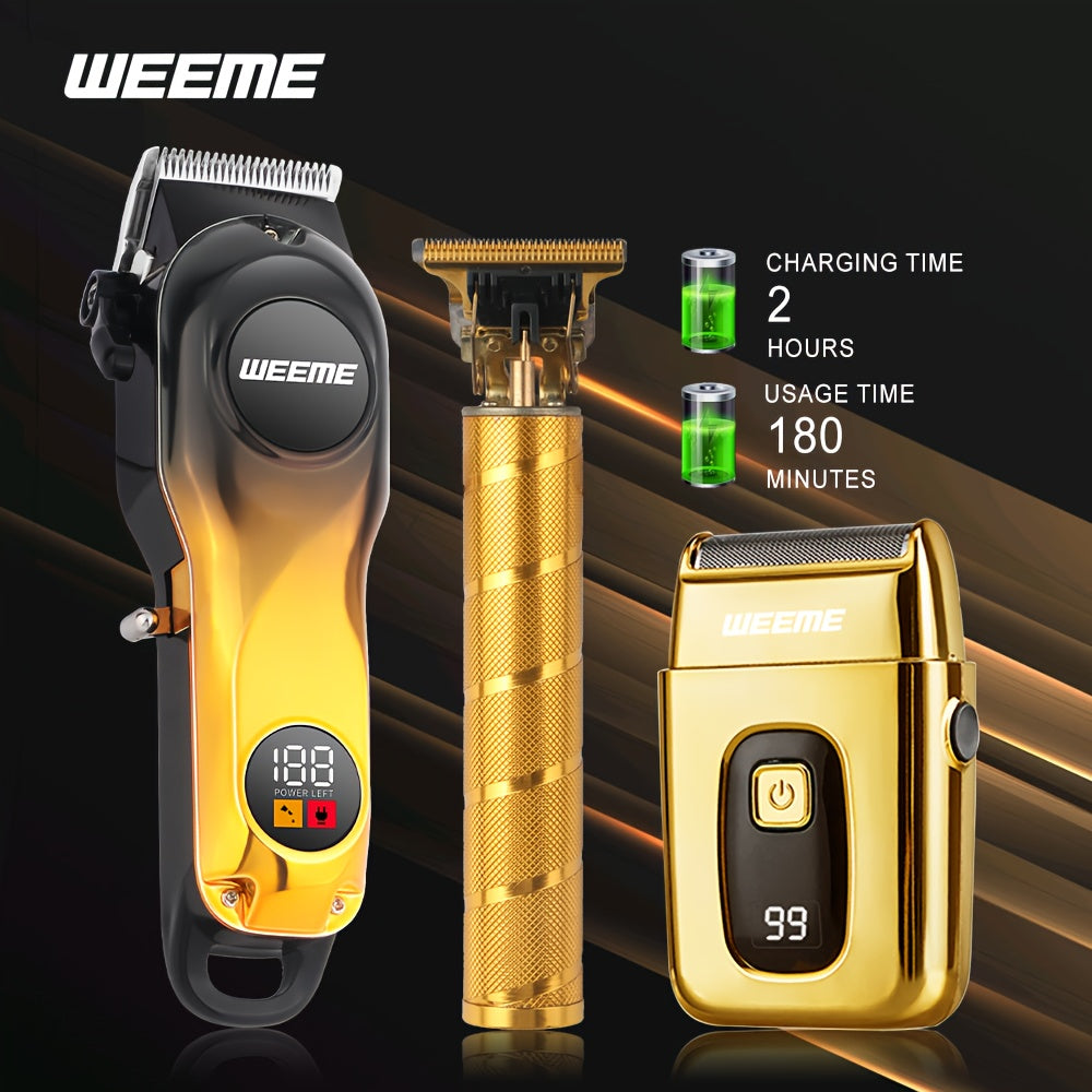 3 шт. Мужской набор для ухода Перезаряжаемый электробритва триммер для бороды Детализатор USB-зарядка 2900мАч