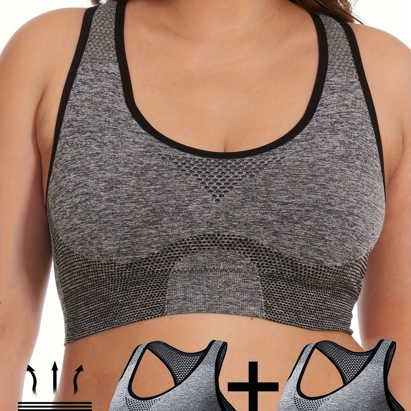 Plus o'lchamli tarmoq sport bra to'plami nafas oladigan yengil qo'llab-quvvatlash olib tashlanadigan yostiqchalar