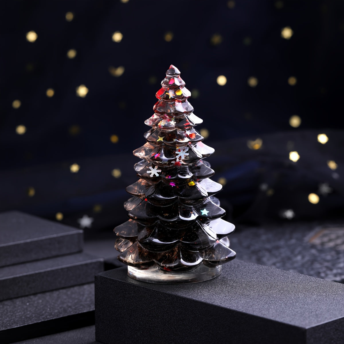 Resin Artificial Gemstone Christmas Tree Ornament for Holiday Decor and Gifts