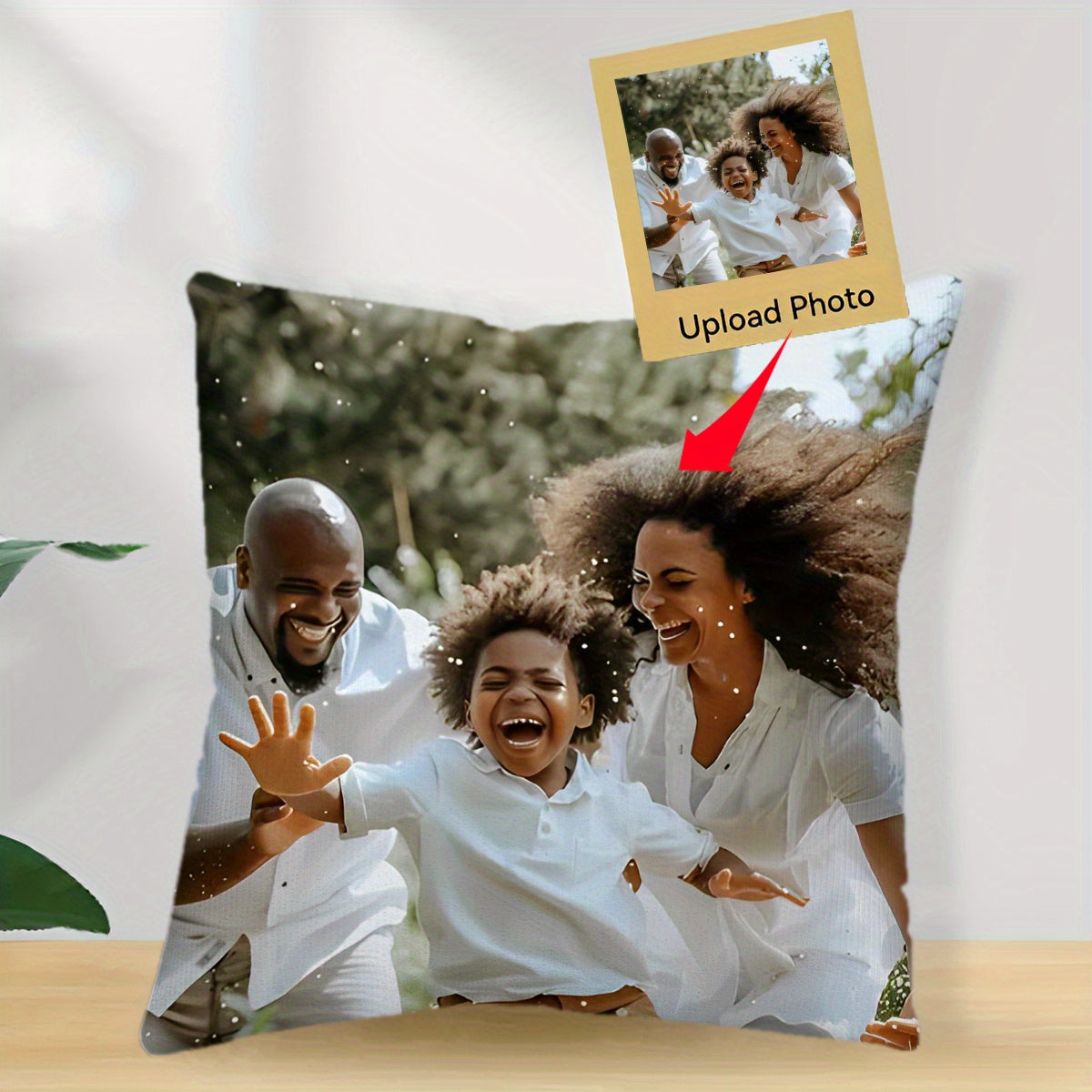 Personalized Photo Pillowcase 45.72cm Square Plush Polyester for Gifts and Home Decor