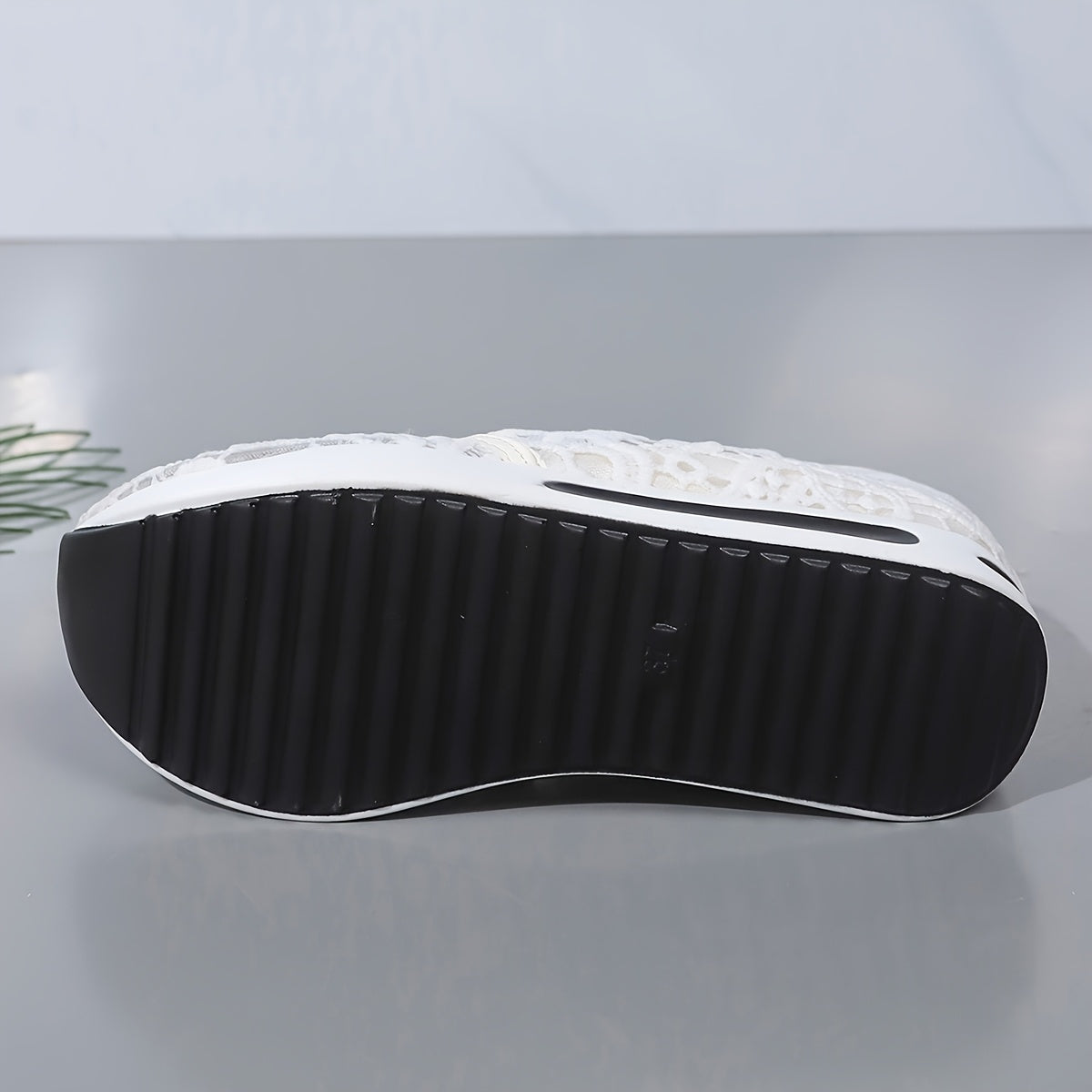 Women's Breathable Mesh Slip-On Sneakers with Height Increase in White