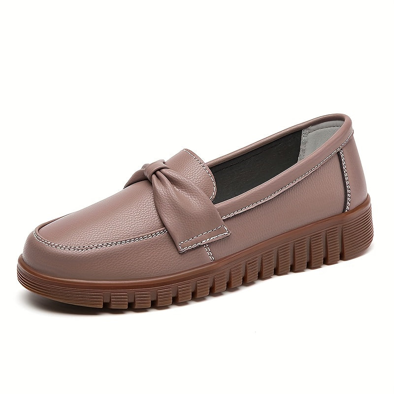 Women's Loafers Slip-On Flats Non-Slip White Black PU Round Toe