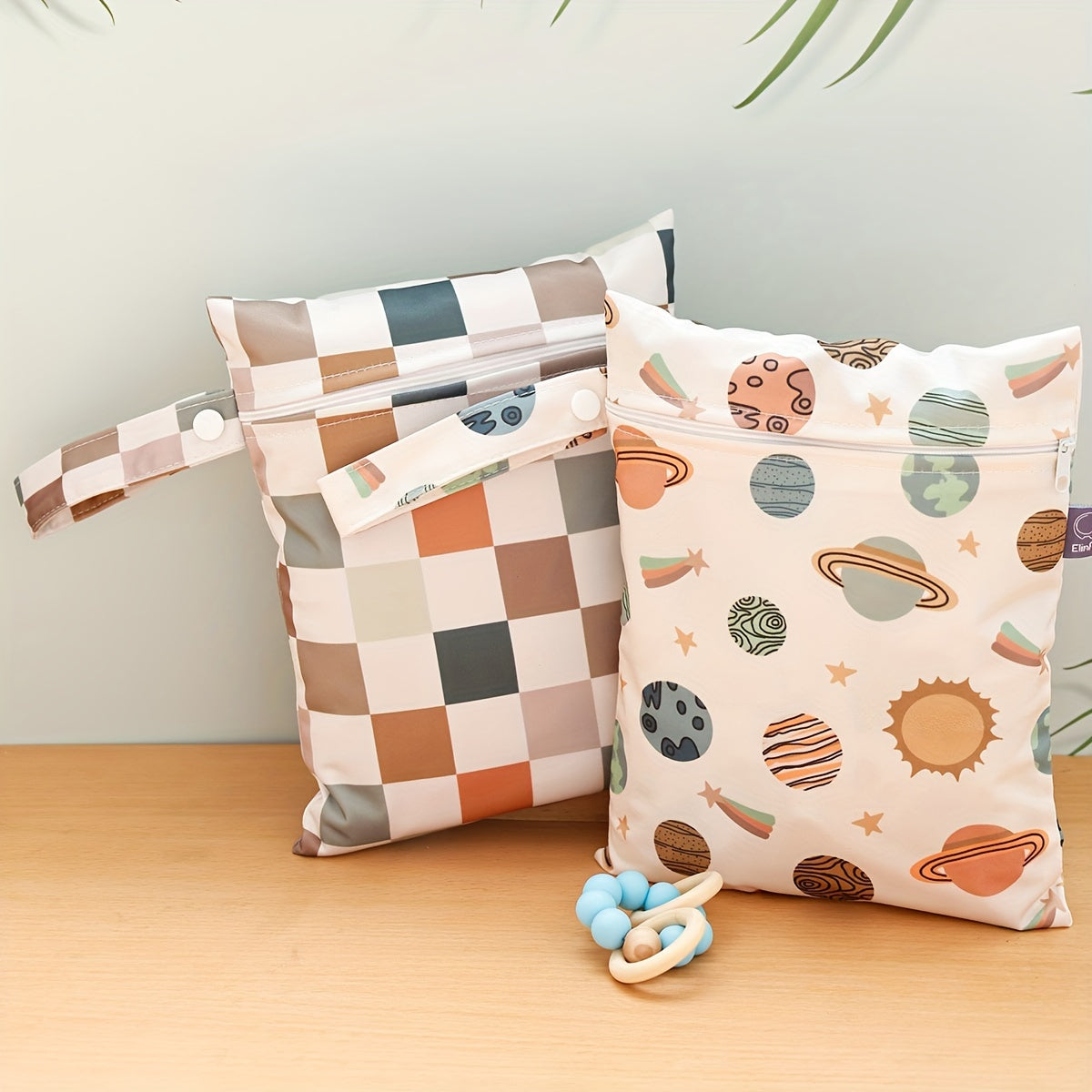 Set of 2 Washable Diaper Bags for Travel and Wet Items Storage