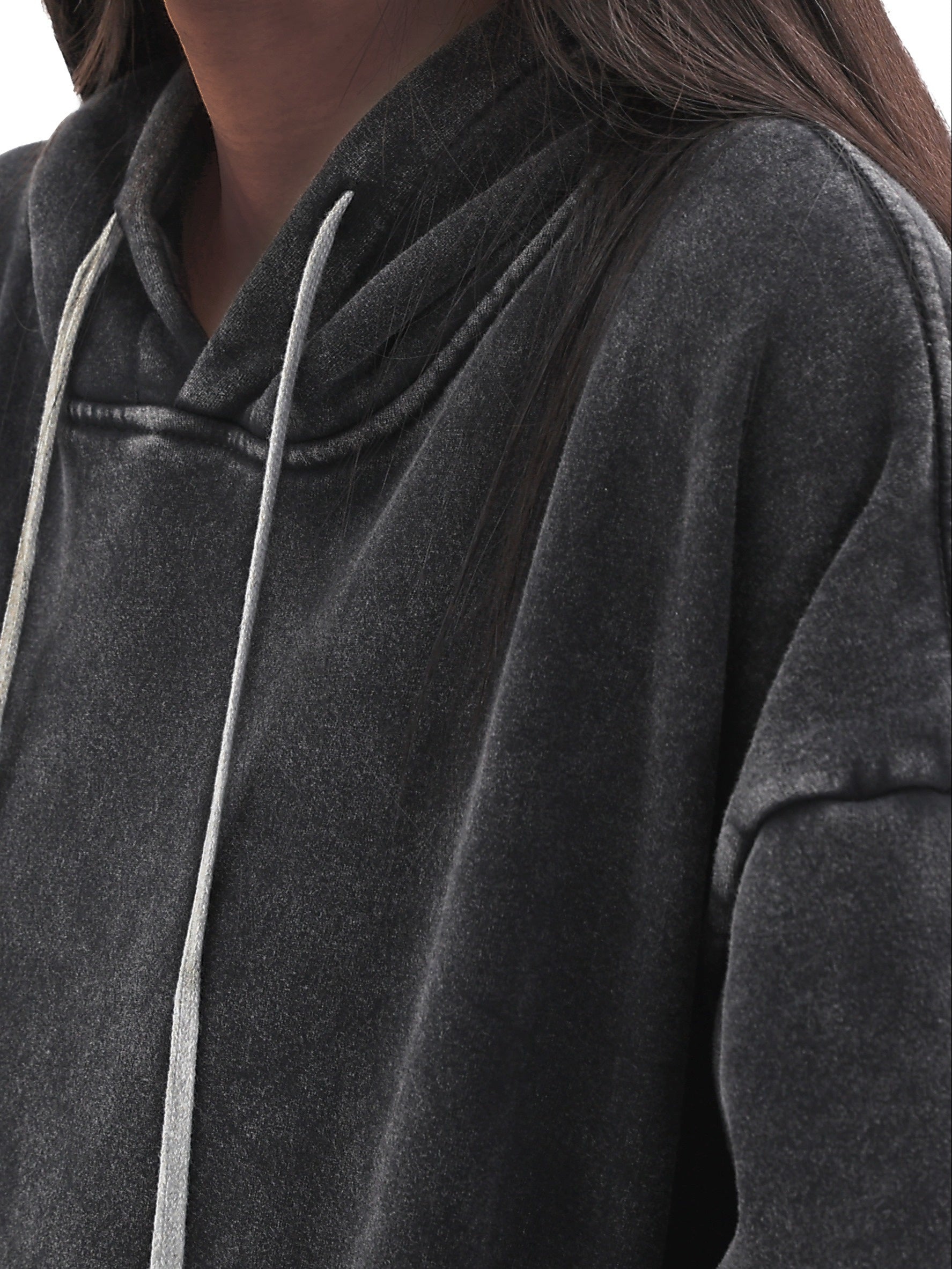 Толстовка с капюшоном и шнурком для полных, повседневная, с длинными рукавами, свитшот для осени и зимы