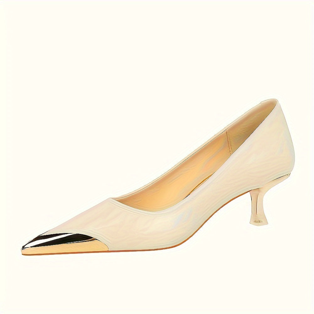 Ayollar uchun stilletto poyabzal vintage Evropa va Amerika uslubida, burun nuqtali, metall detallari bilan