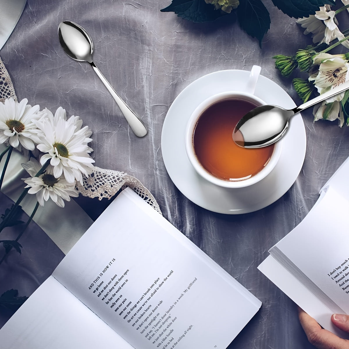 Set of 8 Stainless Steel Mini Coffee Spoons 5.39-Inch for Dessert Tea Ice Cream Kitchen